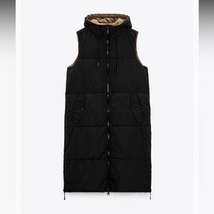 Zara reversible water, repellent vest in black/khaki